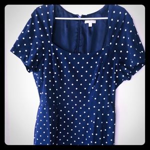 Eva Mendes navy polka dot dress 16